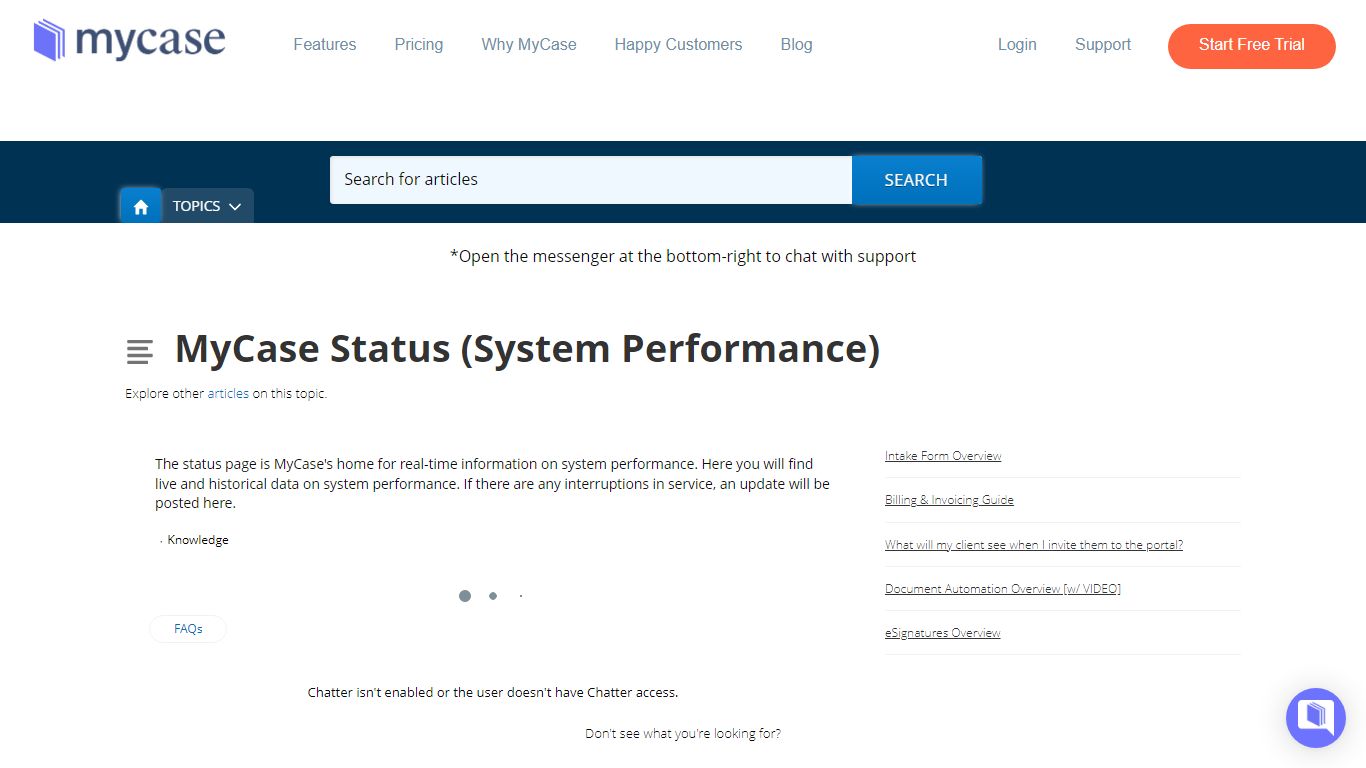 MyCase Status (System Performance) - force.com